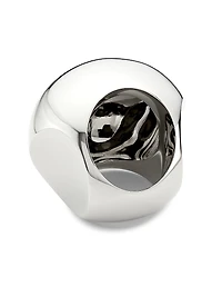 Silvertone Domed Logo Ring