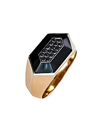 Guard Of Men 18K Rose Gold, Enamel & 0.24 TCW Diamond Ring