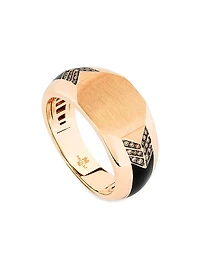Guard Of Men 18K Rose Gold, Enamel & 0.15 TCW Diamond Ring