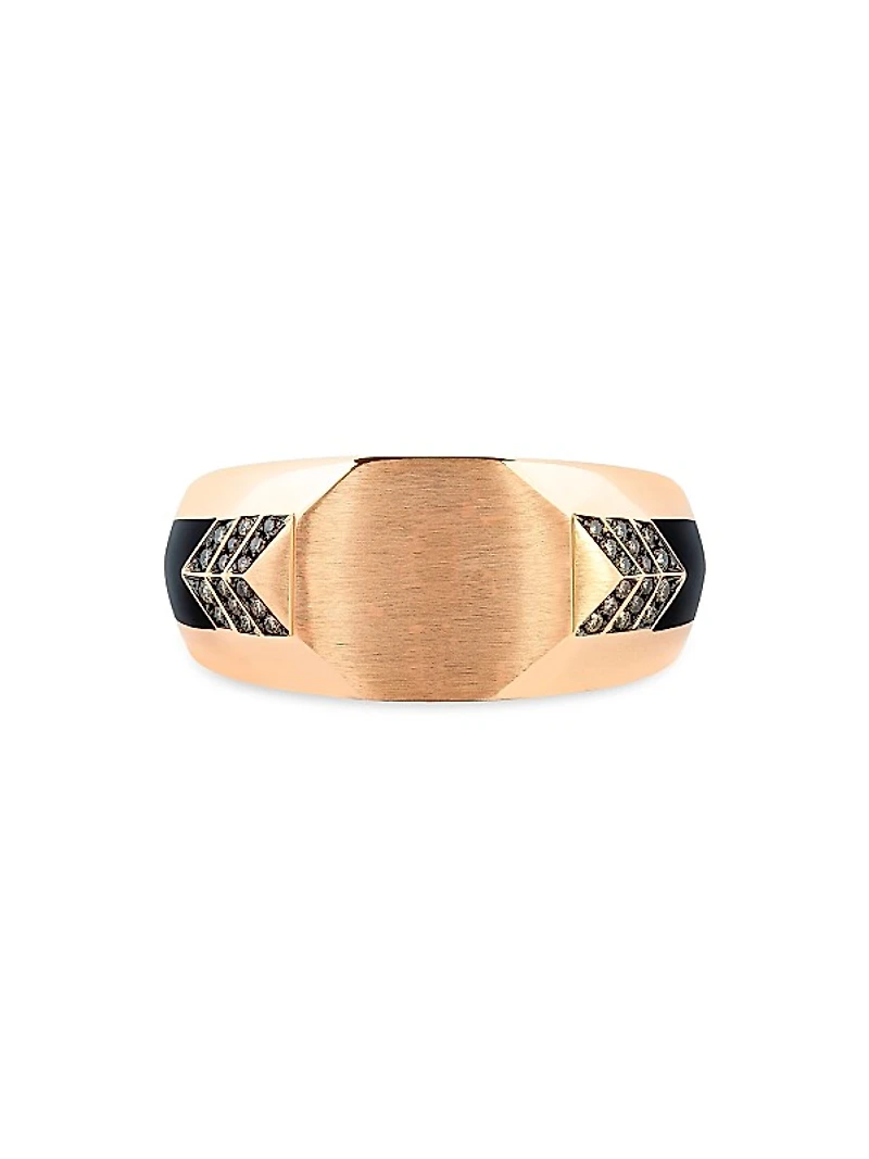 Guard Of Men 18K Rose Gold, Enamel & 0.15 TCW Diamond Ring