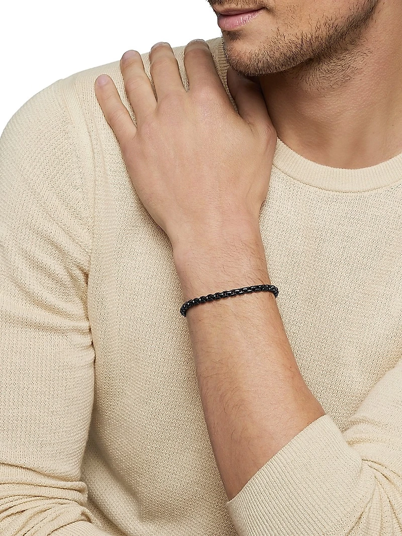 Sterling Silver and Stainless Steel Box Chain Bracelet