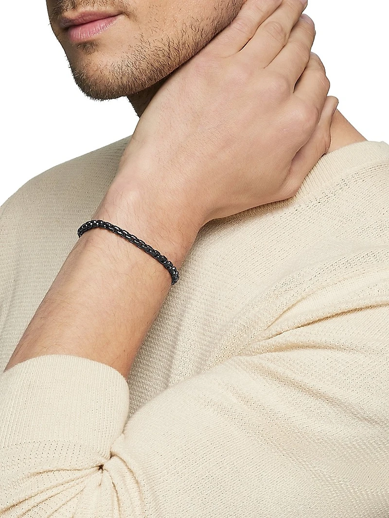 Sterling Silver and Stainless Steel Box Chain Bracelet