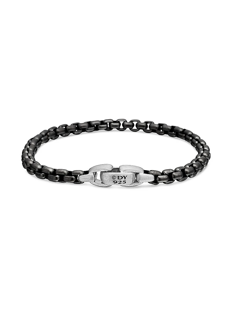 Sterling Silver and Stainless Steel Box Chain Bracelet