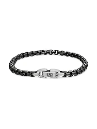 Sterling Silver and Stainless Steel Box Chain Bracelet
