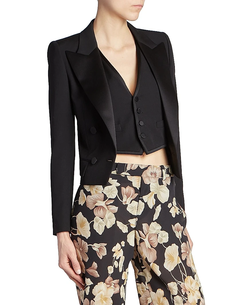 Cropped Tuxedo Blazer Grain De Poudre