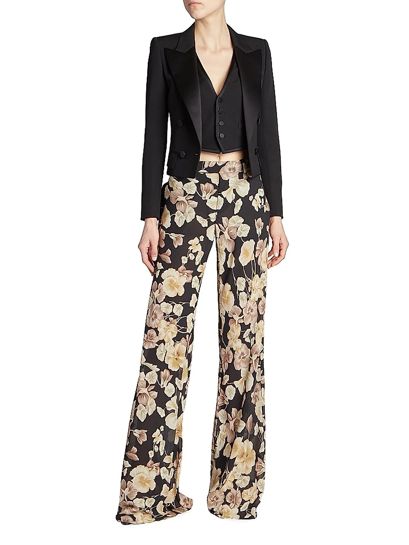 Cropped Tuxedo Blazer Grain De Poudre