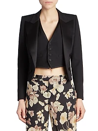 Cropped Tuxedo Blazer Grain De Poudre