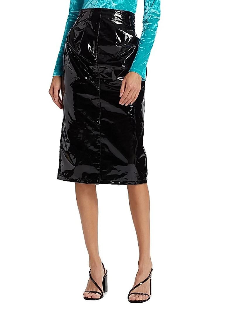 High-Waist Patent Pencil Skirt
