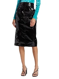 High-Waist Patent Pencil Skirt