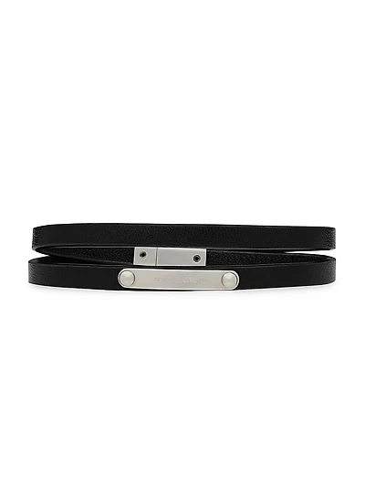 Double-Wrap ID Bracelet Leather and Metal