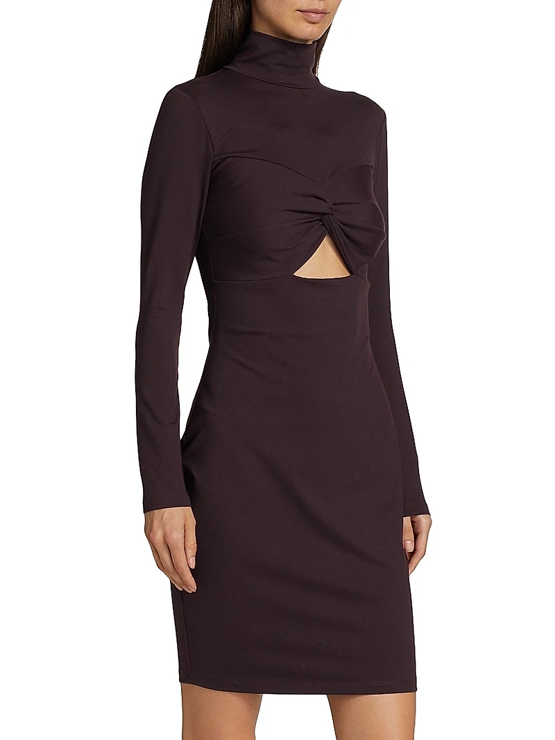 Twist Cut-Out Mock Turtleneck Sheath Dress