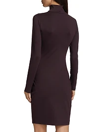 Twist Cut-Out Mock Turtleneck Sheath Dress