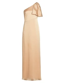 Chelsea Crinkle Satin One-Shoulder Gown