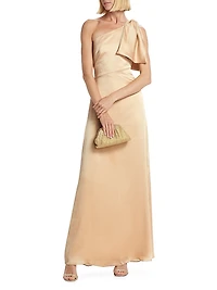 Chelsea Crinkle Satin One-Shoulder Gown