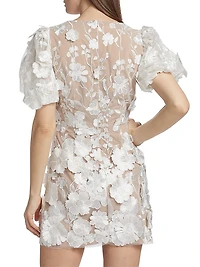 Zayla Floral Lace Puff-Sleeve Minidress