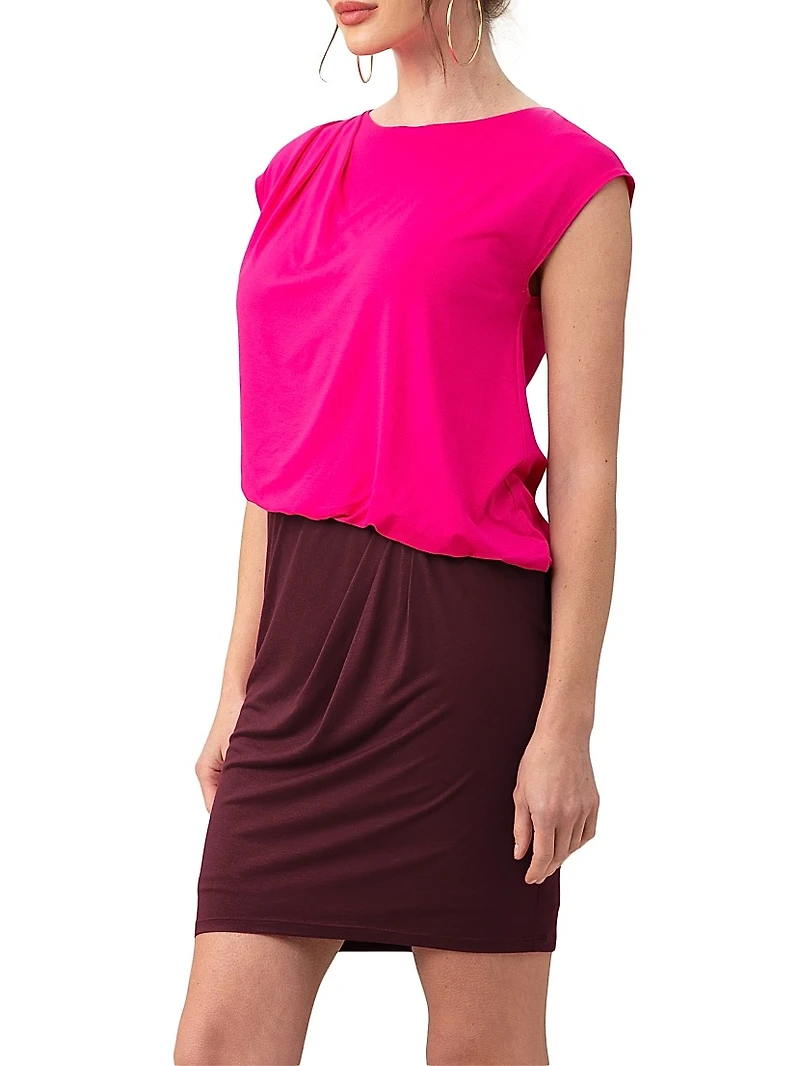 5th Avenue Colorblocked Blouson Minidress