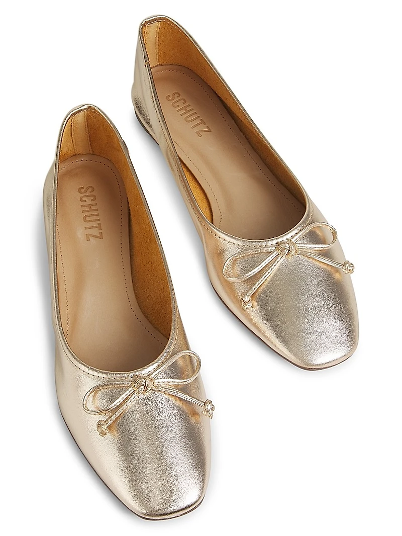 Arissa Metallic Leather Ballet Flats