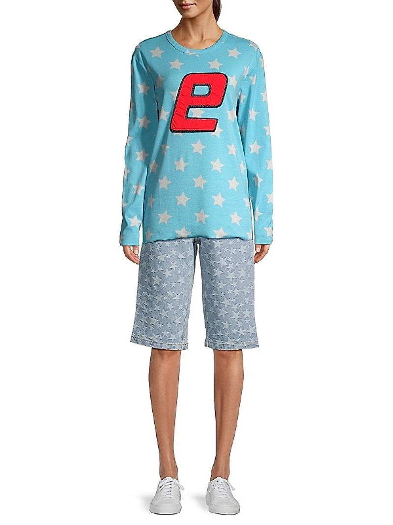 Star Print Thermal Long-Sleeve T-Shirt