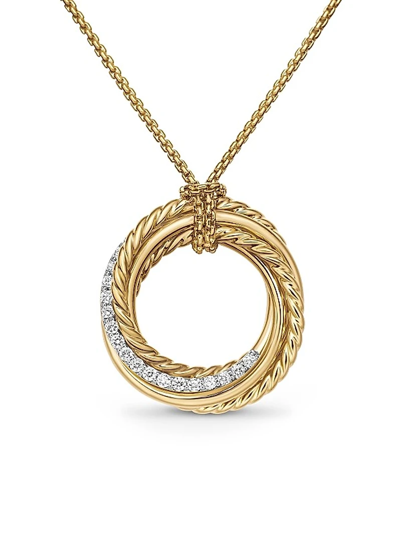 Crossover Pendant Necklace in 18K Yellow Gold with Diamonds