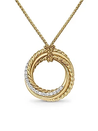 Crossover Pendant Necklace in 18K Yellow Gold with Diamonds