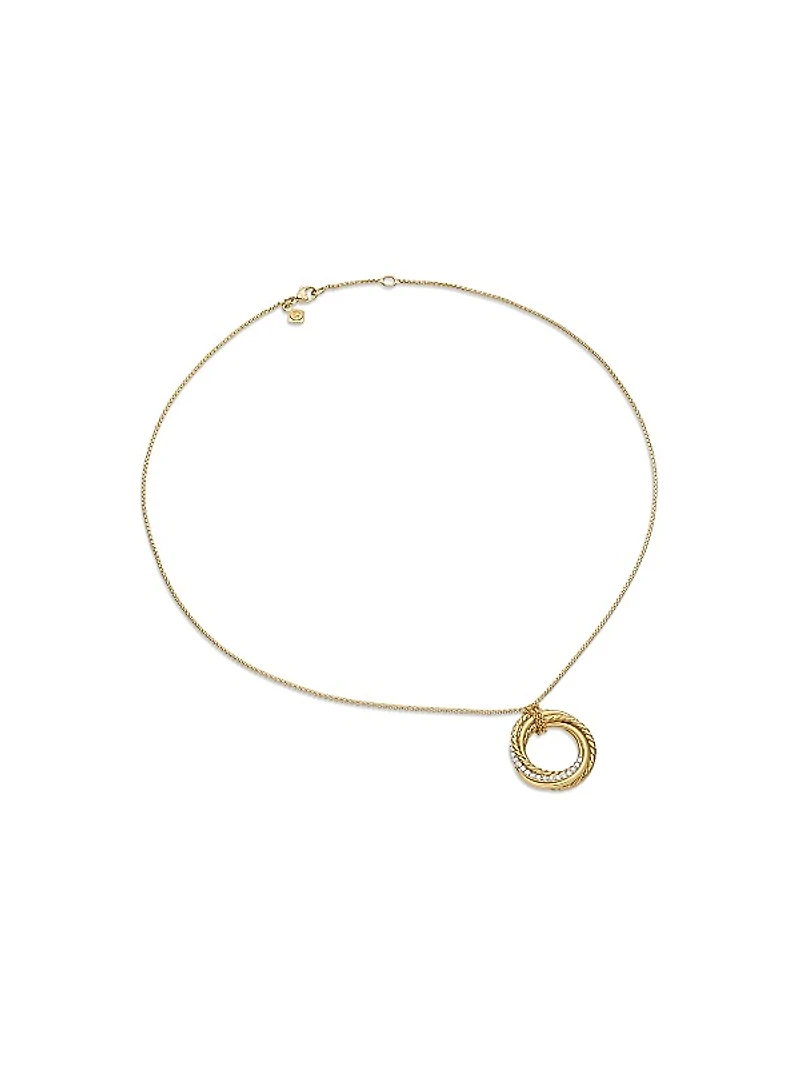 Crossover Pendant Necklace in 18K Yellow Gold with Diamonds