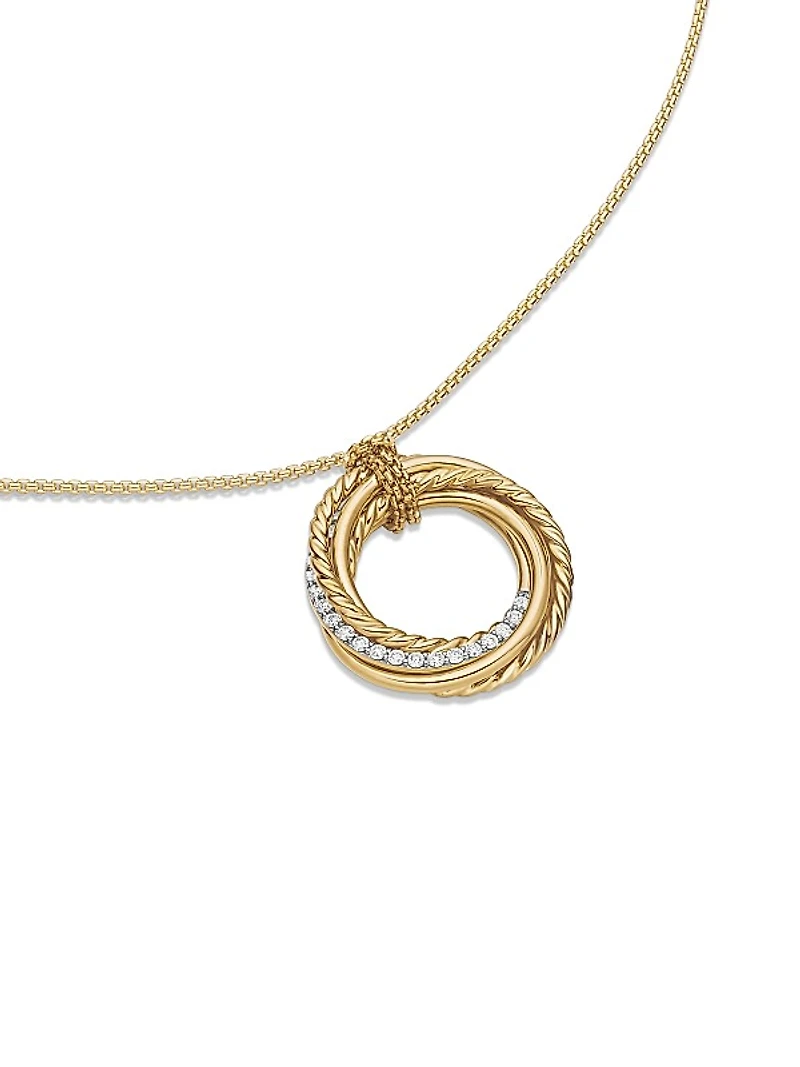 Crossover Pendant Necklace in 18K Yellow Gold with Diamonds