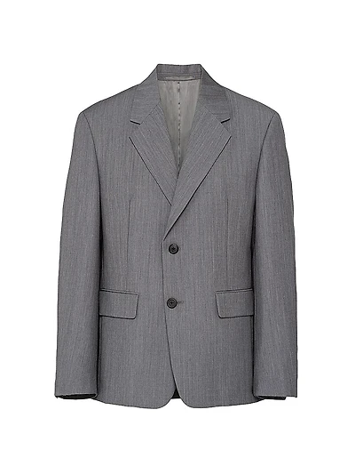 Single-Breasted Mohair Wool Jacket