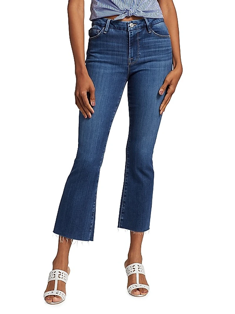 Le Crop Mini Raw-Edge Boot-Cut Jeans