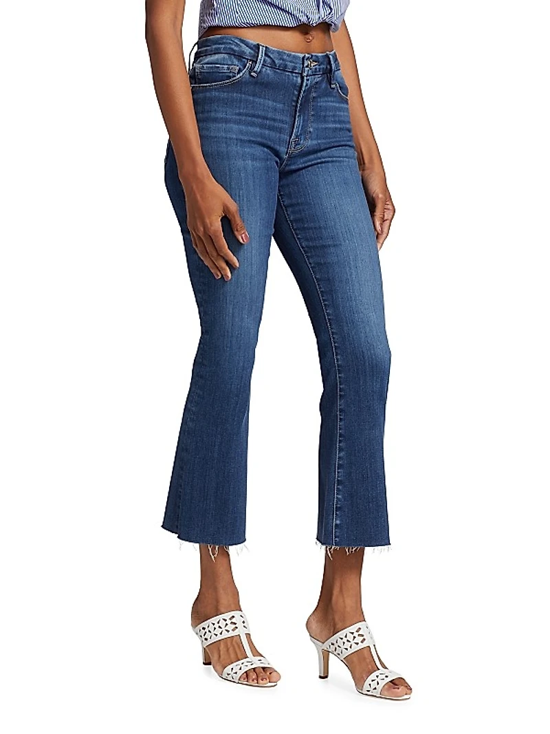 Le Crop Mini Raw-Edge Boot-Cut Jeans