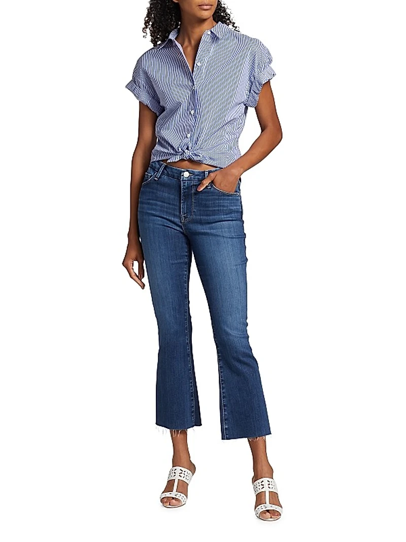 Le Crop Mini Raw-Edge Boot-Cut Jeans