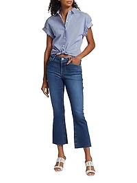 Le Crop Mini Raw-Edge Boot-Cut Jeans