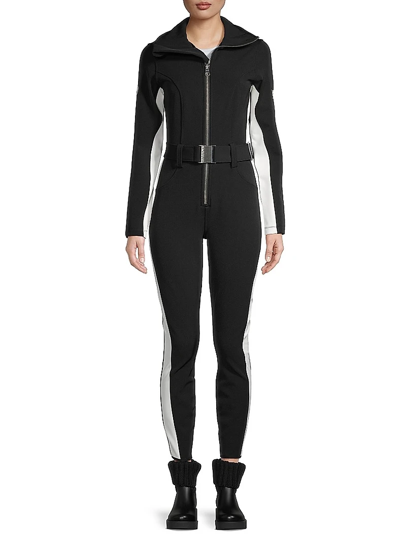 Cordova Belted Stripe Stretch Ski Suit