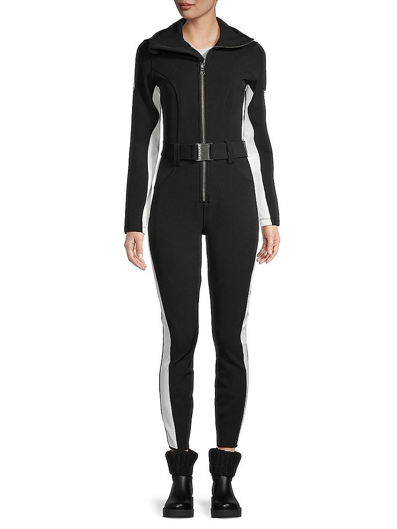 Cordova Belted Stripe Stretch Ski Suit