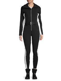 Cordova Belted Stripe Stretch Ski Suit