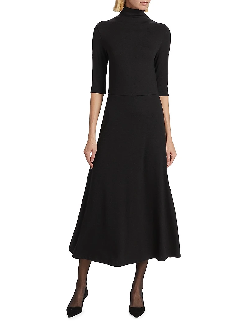 Turtleneck Knit Midi-Dress