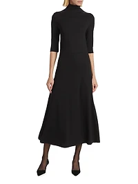 Turtleneck Knit Midi-Dress