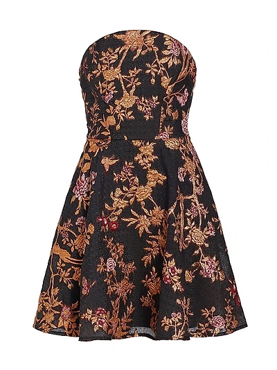 Metallic Floral Fit & Flare Minidress