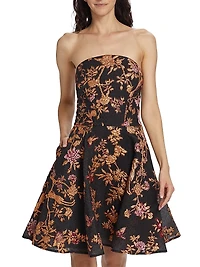 Metallic Floral Fit & Flare Minidress