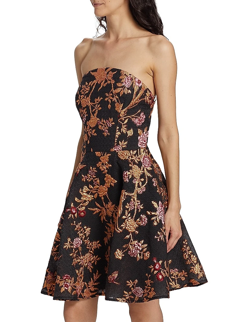 Metallic Floral Fit & Flare Minidress