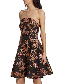 Metallic Floral Fit & Flare Minidress