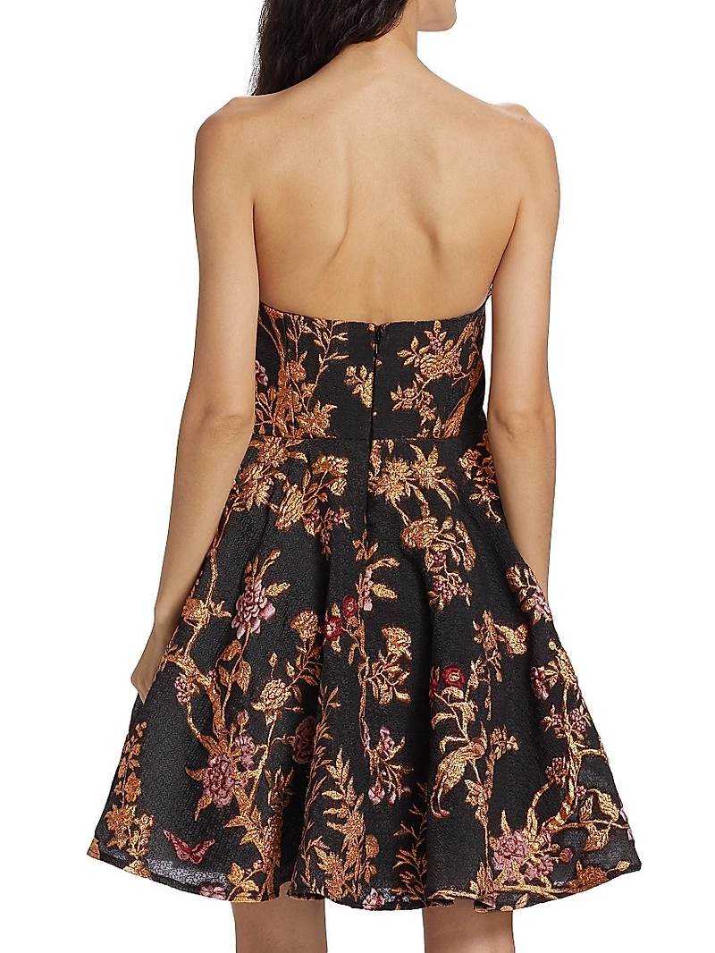 Metallic Floral Fit & Flare Minidress