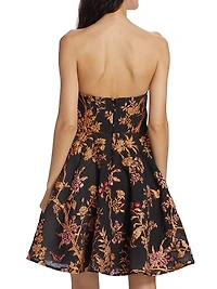 Metallic Floral Fit & Flare Minidress