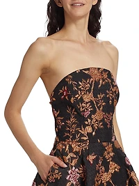 Metallic Floral Fit & Flare Minidress