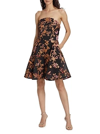 Metallic Floral Fit & Flare Minidress