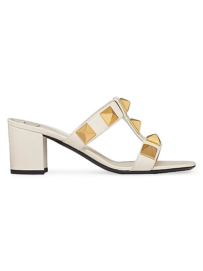 Roman Stud Calfskin Slide Sandals 60mm