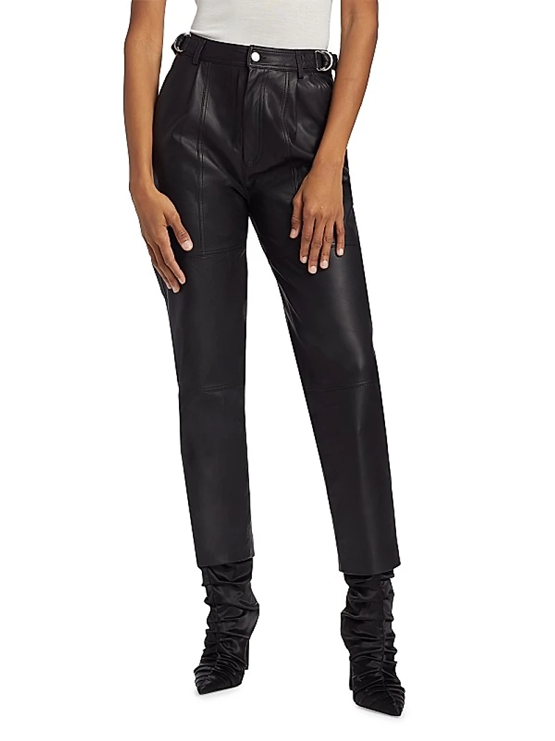 Hazel Buckled Leather Pants