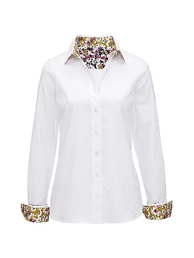 Priscilla Sateen Floral-Lined Shirt