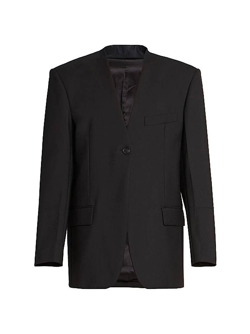 Hidden Lapel Single-Breasted Jacket