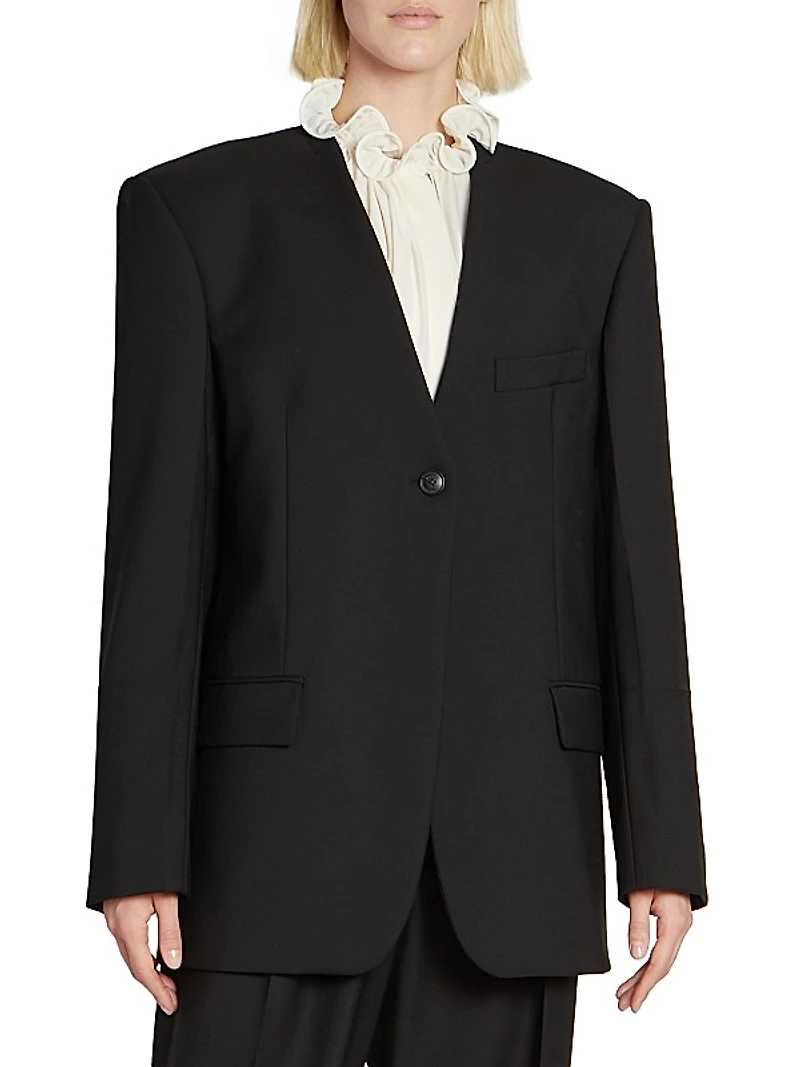 Hidden Lapel Single-Breasted Jacket