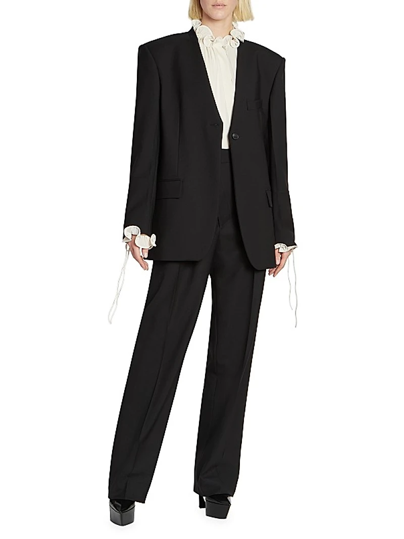 Hidden Lapel Single-Breasted Jacket